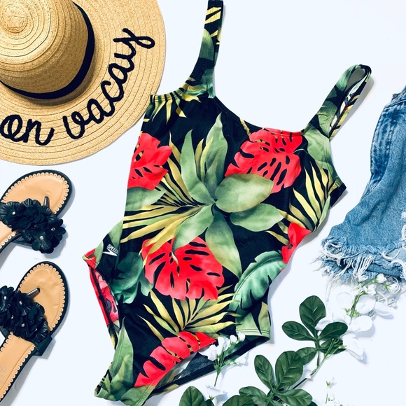 Speedo Other - Vintage palm leaf tropical Speedo one piece swim